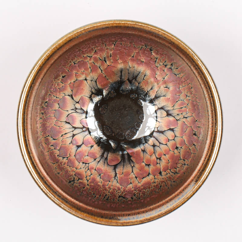 Pink Golden Bloom Tenmoku Jianzhan Oil Spots Tea Cup