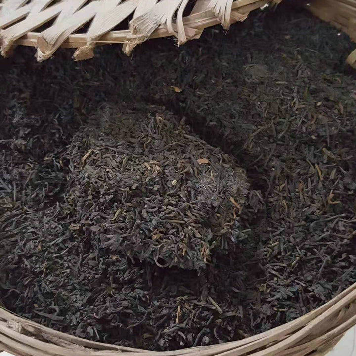 90‘s SanHe "Jin Hua Liu Bao"(Golden Flower Liubao ) Special Grade Loose Leaf Dark Tea Wuzhou, Guangxi