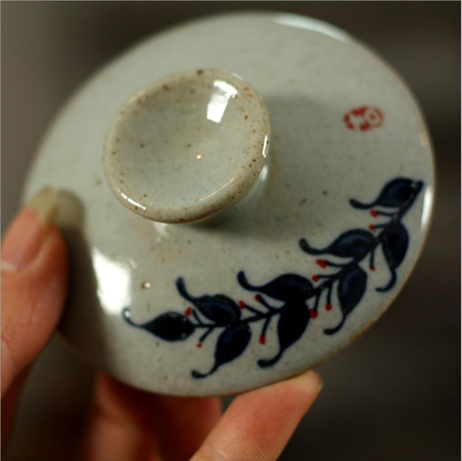 Rustic Blue and White Porcelain Gaiwan, 175cc