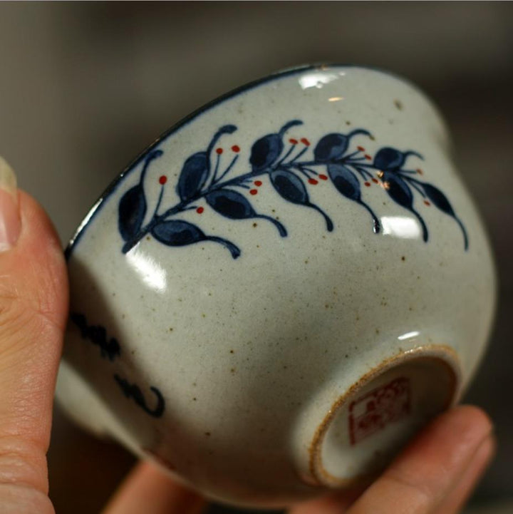 Rustic Blue and White Porcelain Gaiwan, 175cc