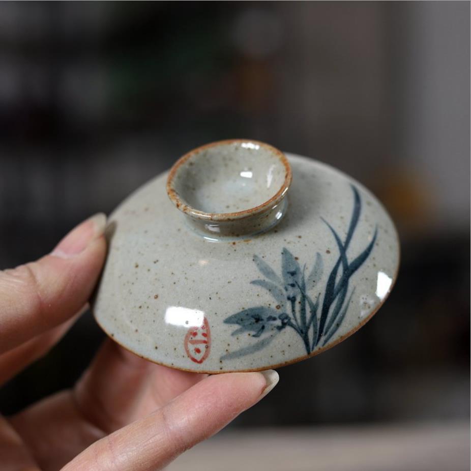 Rustic Porcelain Gaiwan, 175cc "Orchid/Bamboo", 2 Variations.