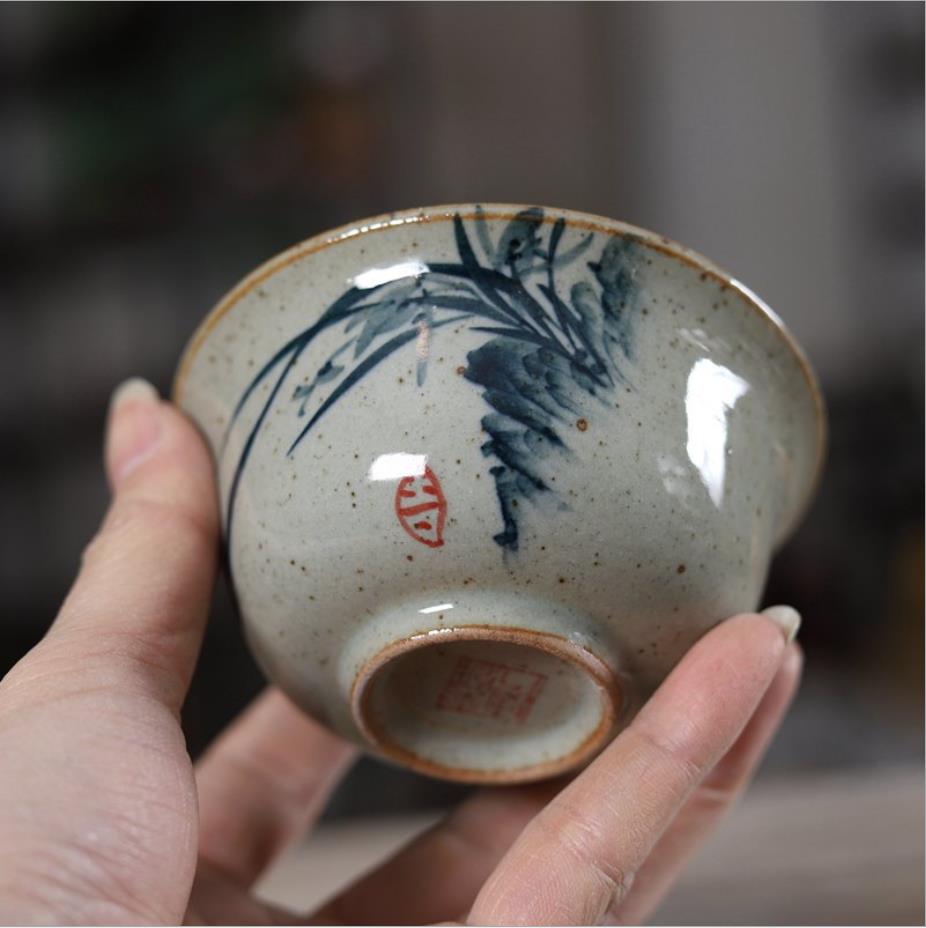 Rustic Porcelain Gaiwan, 175cc "Orchid/Bamboo", 2 Variations.