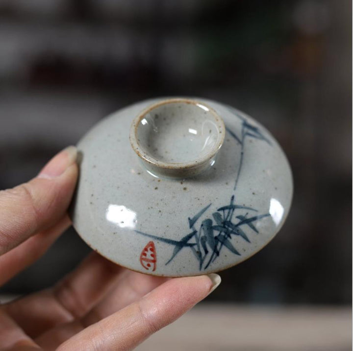 Rustic Porcelain Gaiwan, 175cc "Orchid/Bamboo", 2 Variations.