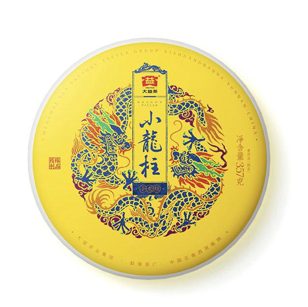 2022 DaYi "Xiao Long Zhu" (Small Dragon Pillar) Cake 357g Puerh Shou Cha Ripe Tea