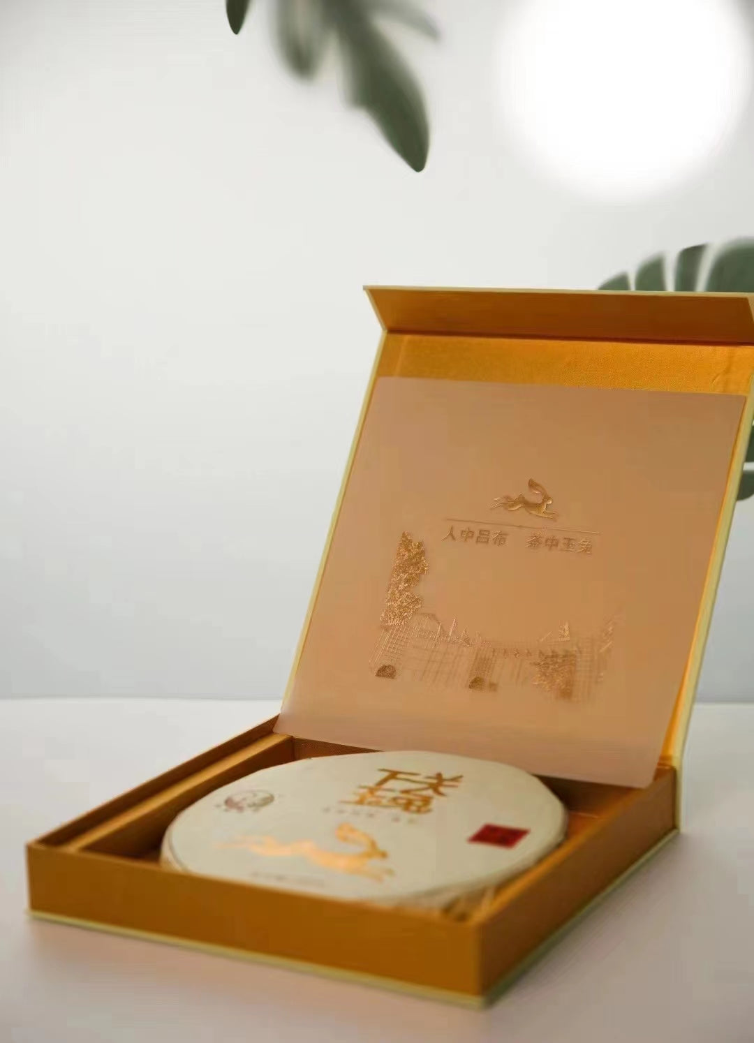 2023 XiaGuan "Yu Tu - Gu Shu" (Jade Rabbit - Old Tree) White Tea Iron Cake, Gift Boxed 260g Jinggu, Yunnan