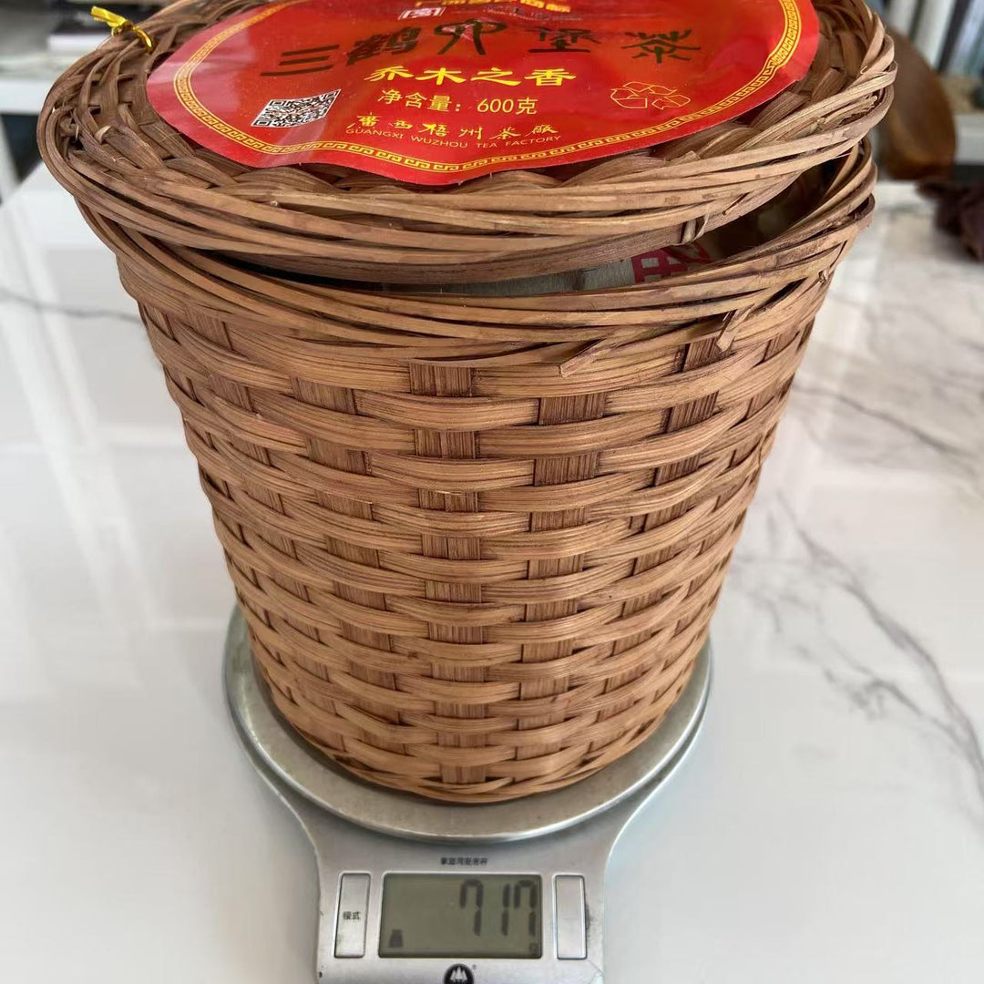 2017 SanHe "Qiao Mu Zhi Chu - San Ji" (Spring of Arbor Tree - 3rd Grade Material- Aged from 2017) 600g/Basket Liubao Loose Leaf Dark Tea Wuzhou, Guangxi