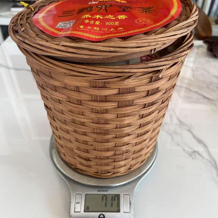 2017 SanHe "Qiao Mu Zhi Chu - San Ji" (Spring of Arbor Tree - 3rd Grade Material- Aged from 2017) 600g/Basket Liubao Loose Leaf Dark Tea Wuzhou, Guangxi