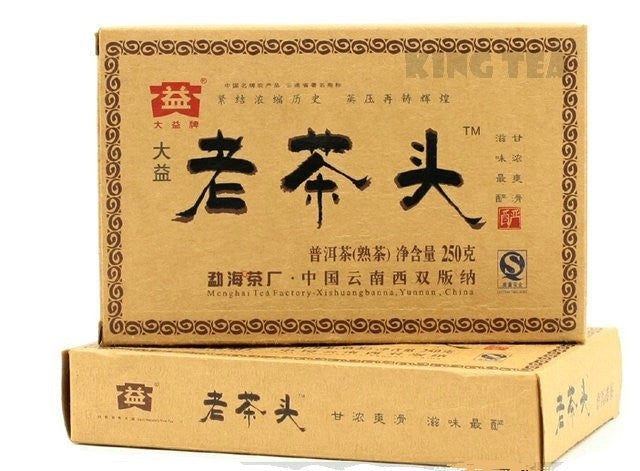 2008 DaYi "Lao Cha Tou" (Old Tea Head) Brick 250g Puerh Shou Cha Ripe Tea