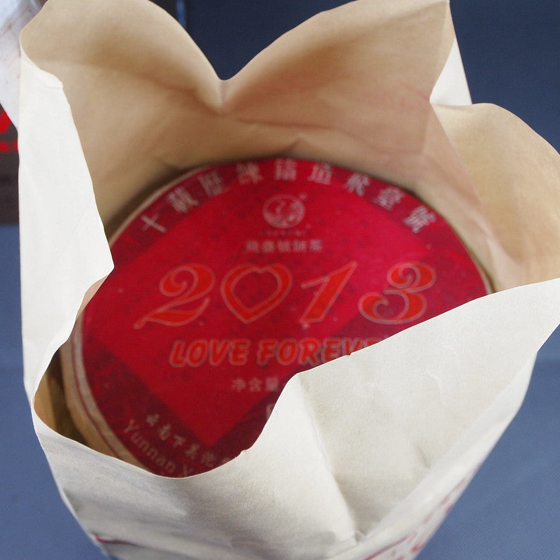2013 XiaGuan "Fei Tai Hao" (LOVE FOREVER - Paper Tong Version) Cake 357g Puerh Sheng Cha Raw Tea