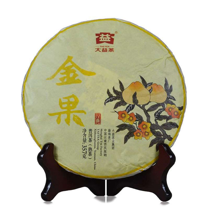 2016 DaYi "Jin Guo" (Golden Fruit) Cake 357g Puerh Shou Cha Ripe Tea