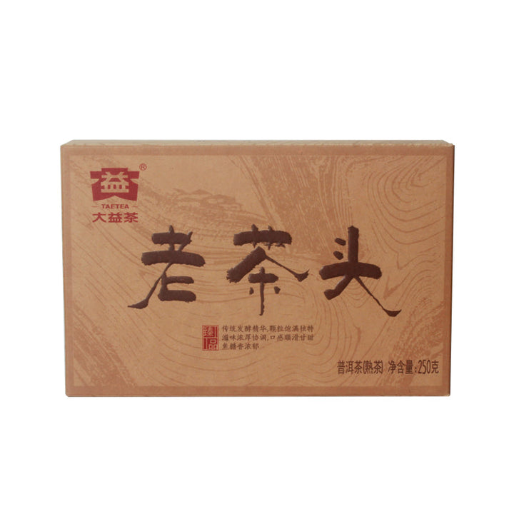 2018 DaYi "Lao Cha Tou" (Old Tea Head) Brick 250g Puerh Shou Cha Ripe Tea
