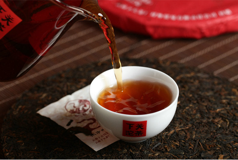 2017 XiaGuan "Dong Fang Zhi Zhu - Bu Lang Gu Shu" (Oriental Pearl - Bulang Old Tree) Iron Cake 357g Puerh Shou Cha Ripe Tea