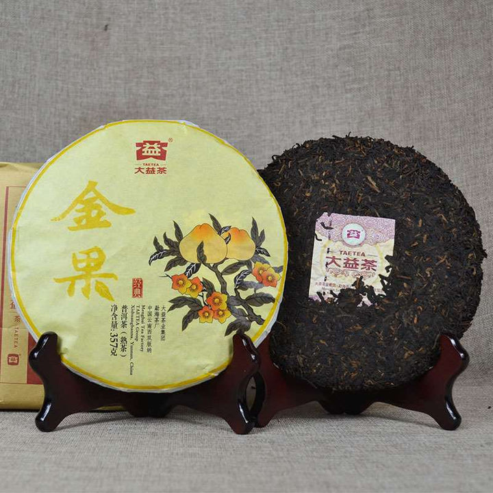 2016 DaYi "Jin Guo" (Golden Fruit) Cake 357g Puerh Shou Cha Ripe Tea