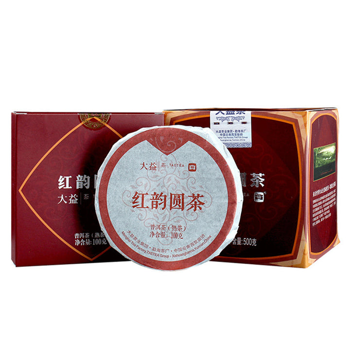 2020 DaYi "Hong Yun Yuan Cha" (Red Flavor Round Tea) Cake 100g Puerh Shou Cha Ripe Tea