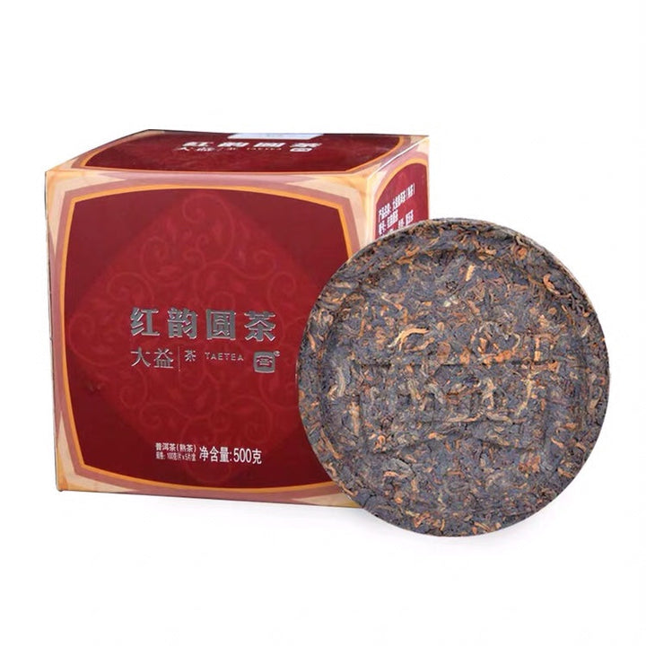 2019 DaYi "Hong Yun Yuan Cha" (Red Flavor Round Tea) Cake 100g Puerh Shou Cha Ripe Tea