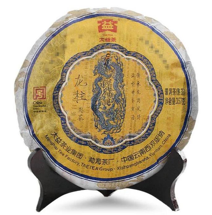 2012 DaYi "Long Zhu" (Dragon Pillar) Cake 357g Puerh Shou Cha Ripe Tea