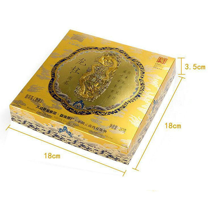 2012 DaYi "Long Zhu" (Dragon Pillar) Cake 357g Puerh Shou Cha Ripe Tea