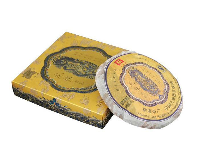 2010 DaYi "Long Zhu" (Dragon Pillar) Cake 357g Puerh Shou Cha Ripe Tea