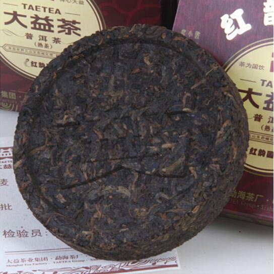 2010 DaYi "Hong Yun Yuan Cha" (Red Flavor Round Tea) Cake 100g Puerh Shou Cha Ripe Tea