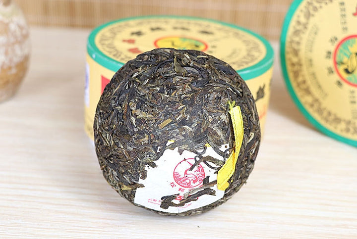 2017 XiaGuan "Shang Pin - Jin Si - Da Xue Shan" (Gold Ribblon- Big Snow Mountain) Tuo 100g Puerh Raw Tea Sheng Cha