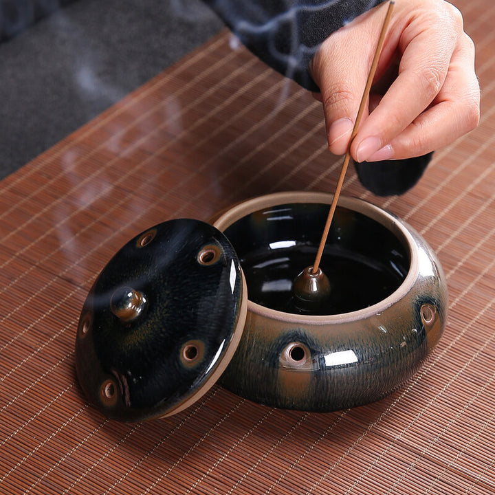 Tenmoku Jian Zhan Rabbit Hair Incense Burner Tea Ceremony Aromatherapy Decoration