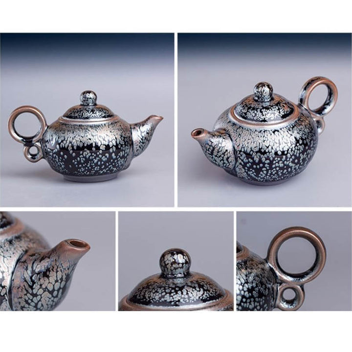Handmde Tenmoku Jian Zhan Oil Spot Kungfu Teapot