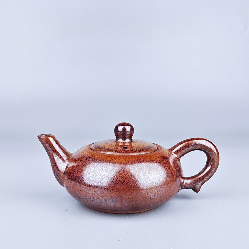 Tenmoku Jian zhan Iron Red Flat XiShi Teapot
