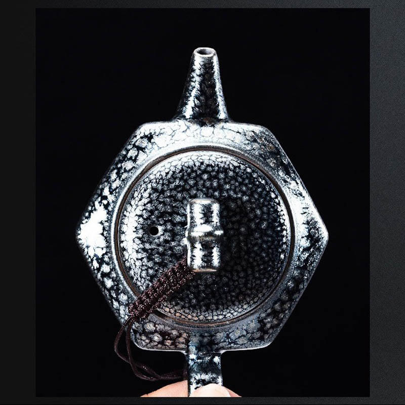 Tenmoku Jian zhan Oil Spot Hexagonal Teapot