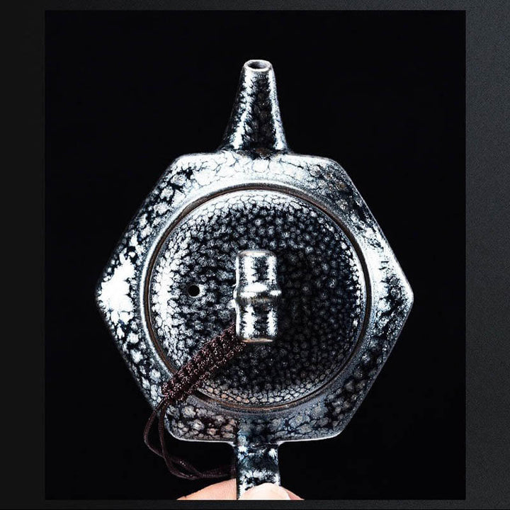 Tenmoku Jian zhan Oil Spot Hexagonal Teapot