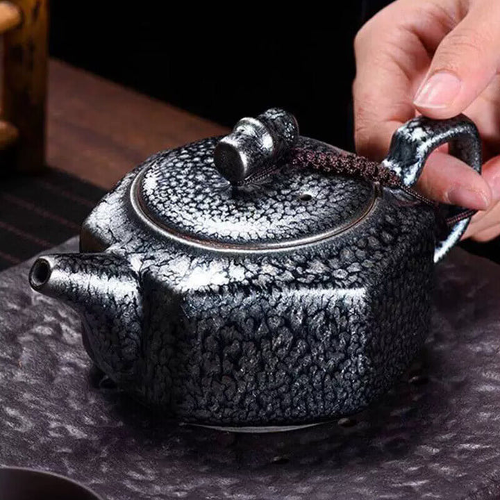 Tenmoku Jian zhan Oil Spot Hexagonal Teapot