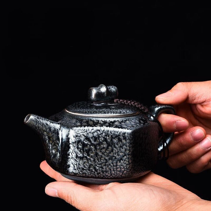 Tenmoku Jian zhan Oil Spot Hexagonal Teapot