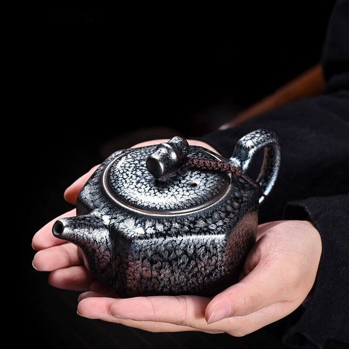 Tenmoku Jian zhan Oil Spot Hexagonal Teapot