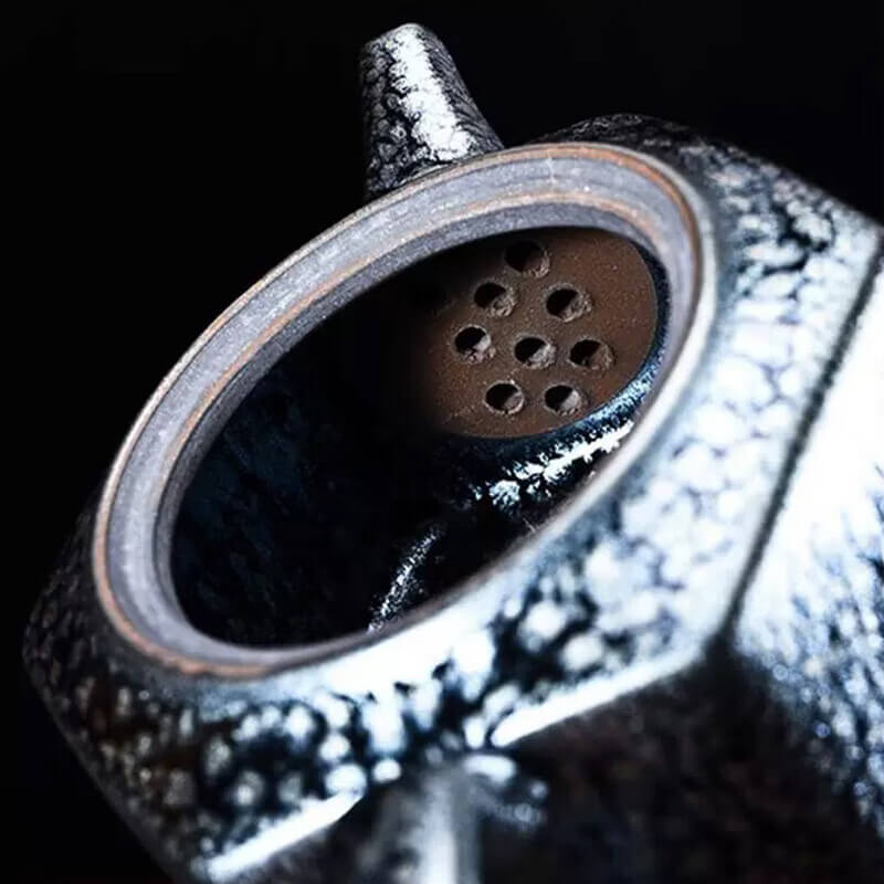 Tenmoku Jian zhan Oil Spot Hexagonal Teapot