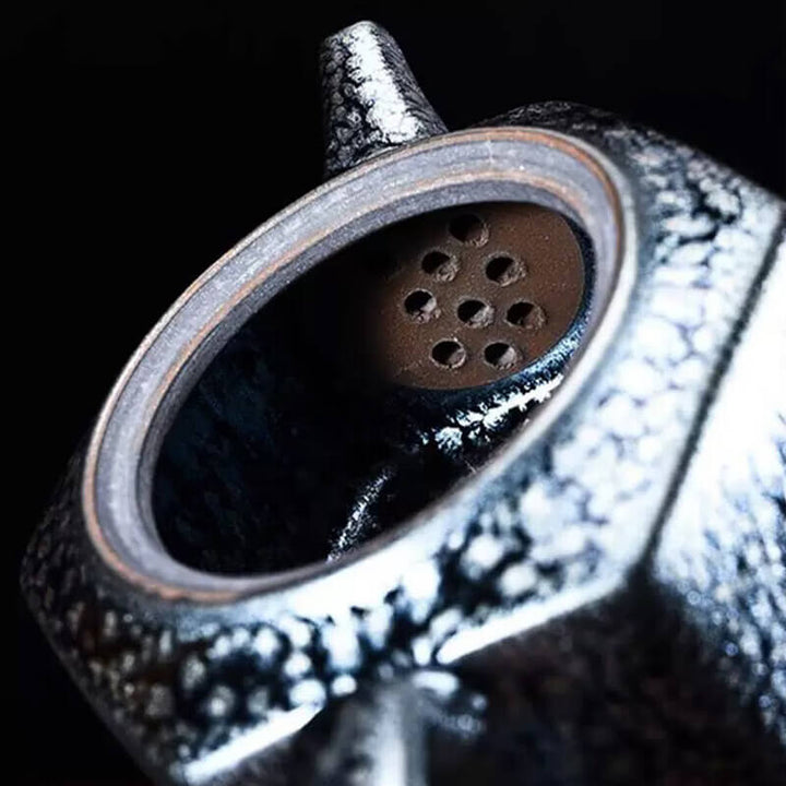 Tenmoku Jian zhan Oil Spot Hexagonal Teapot