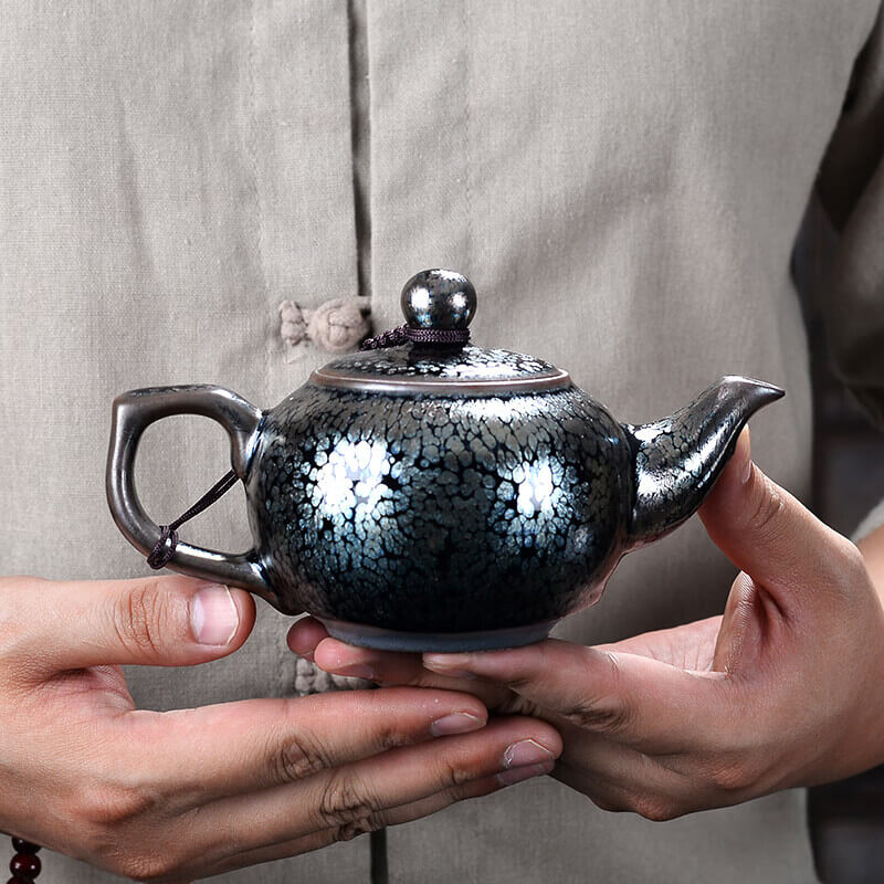 Handmde Tenmoku Jian Zhan Ceramic Kung Fu Teapot