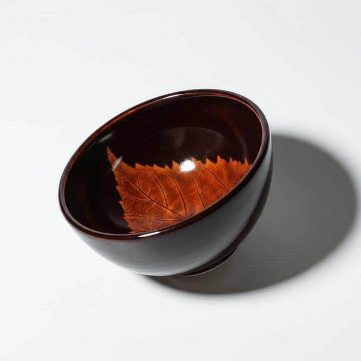 Leaf Jian Zhan Tenmoku Porcelain Tea Cup