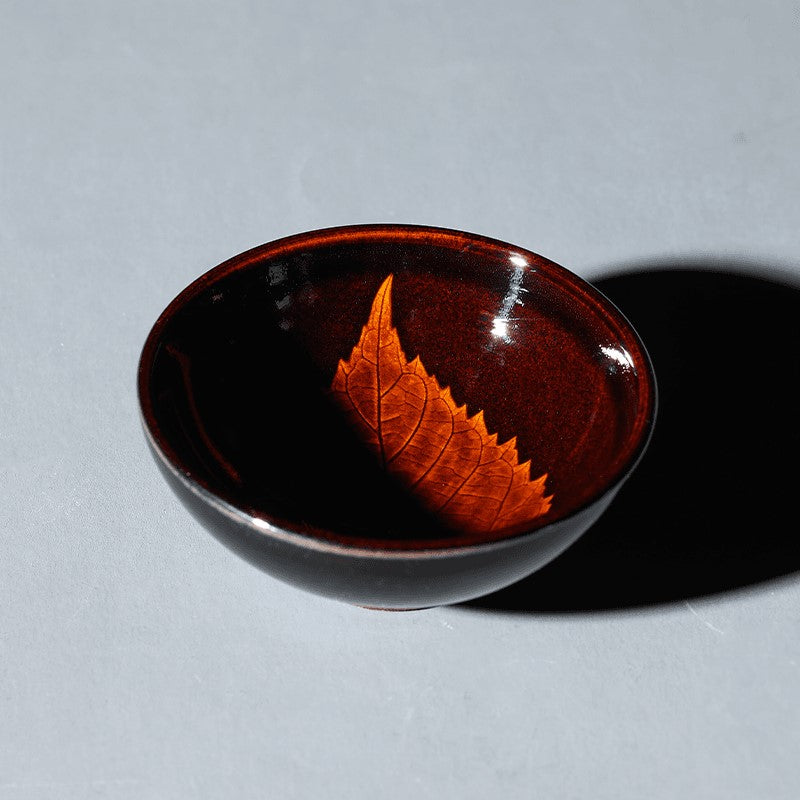 Leaf Jian Zhan Tenmoku Porcelain Tea Cup
