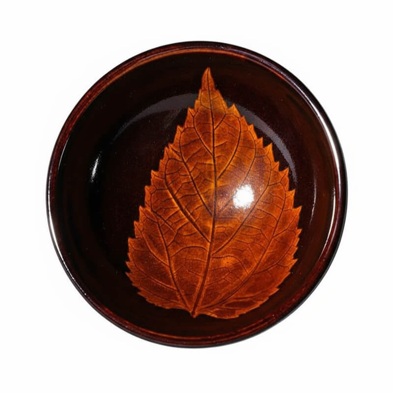 Leaf Jian Zhan Tenmoku Porcelain Tea Cup