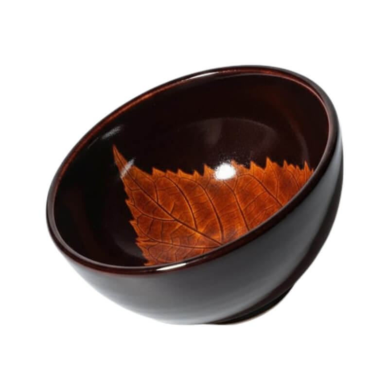 Leaf Jian Zhan Tenmoku Porcelain Tea Cup