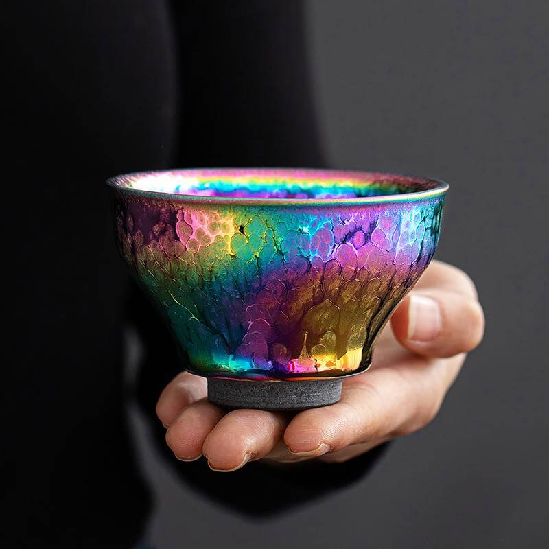 Rainbow Jian Zhan Tenmoku Porcelain Tea Cup