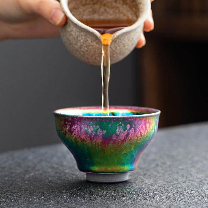 Rainbow Jian Zhan Tenmoku Porcelain Tea Cup