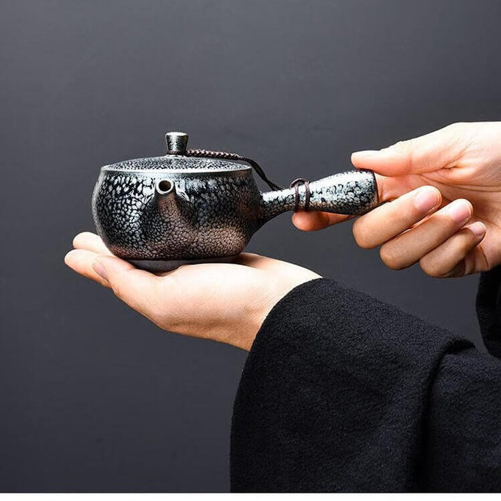 Tenmoku Jianzhan Oil Spot Kyusu Teapot