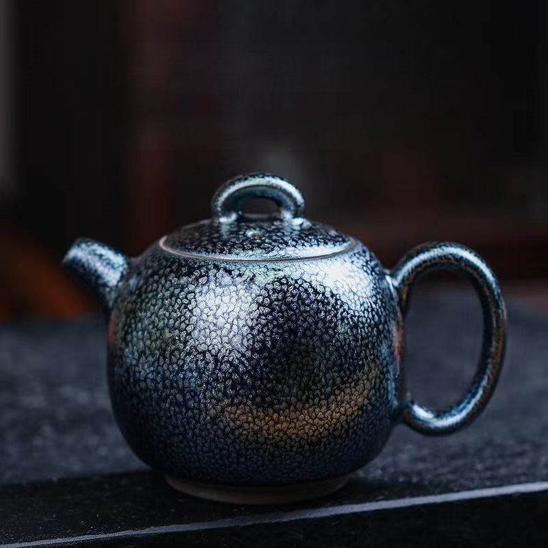 Tenmoku Jian zhan Oil Spot Round Teapot